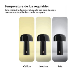 Lámpara Hongo Led Recargable Táctil 21cm Mashroom 3 Luces