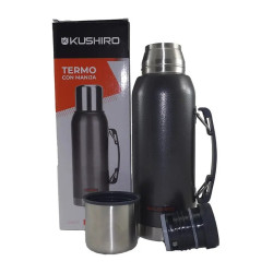 Termo Kushiro 1 Litro Acero Inoxidable Con Tapón Cebador Gris Como El De La Foto
