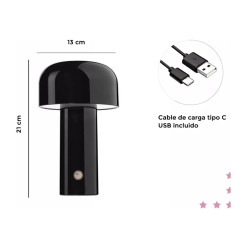 Lámpara Hongo Led Recargable Táctil 21cm Mashroom 3 Luces