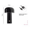 Lámpara Hongo Led Recargable Táctil 21cm Mashroom 3 Luces
