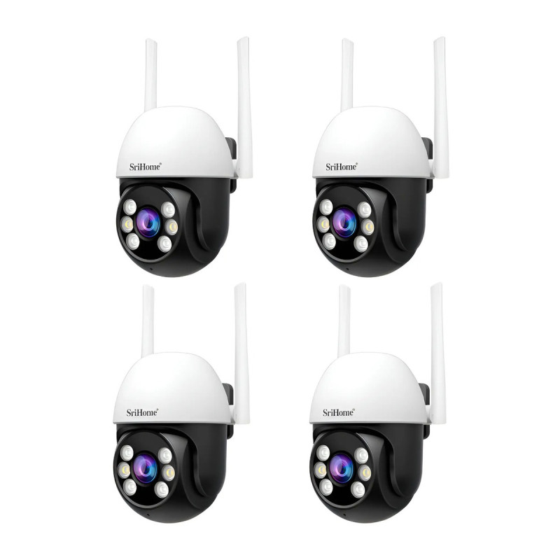 Kit 4 Cámara Domo Hd Wifi Audio 2 Vias Vision Nocturna Color Blanca Y Negra