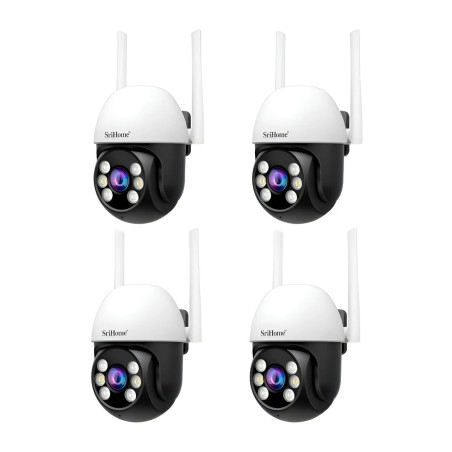 Kit 4 Cámara Domo Hd Wifi Audio 2 Vias Vision Nocturna Color Blanca Y Negra