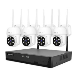 Kit Nvr + 4 Cámaras Domo Hd Audio 2 Vías Vision Color Alarma - Negro Y Blanco