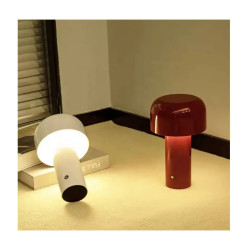 Lámpara Hongo Led Táctil Recargable Latin Domo 21cm 3 Luces Dimmer Usb Blanco