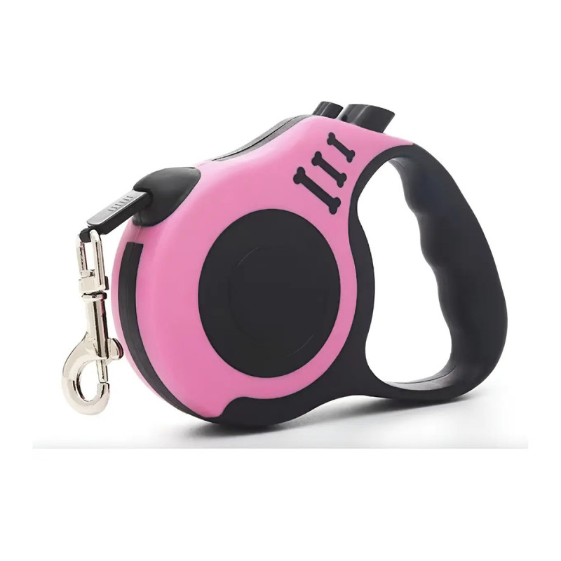 Correa Mascota Extensible Automática Retráctil 5mts 15kg Color Rosa