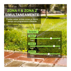Programador De Riego Automático Rain Point 2 Zonas Pantalla Digital Jardín Gris/verde