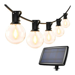 Guirnalda Led Solar 20 Bulbos Calido Kermese Decoración Luz Cálidad