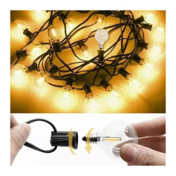Guirnalda Led Solar 20 Bulbos Calido Kermese Decoración Luz Cálidad