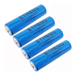 Pack X 4 Pilas Baterías Etheos De Litio Recargables 18650 De 2600 Mah 3.7v Con Teton