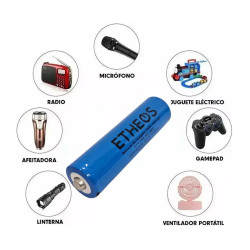 Pack X 4 Pilas Baterías Etheos De Litio Recargables 18650 De 2600 Mah 3.7v Con Teton
