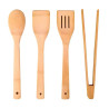 Set Utensilios De Cocina Madera Bambú Bamboo 4 Piezas