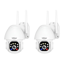 Kit 2 Cámaras Domo Ip Exterior 3mp V. Noc. Color Audio Dual Blanco