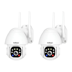 Kit 2 Cámaras Domo Ip Exterior 3mp V. Noc. Color Audio Dual Blanco