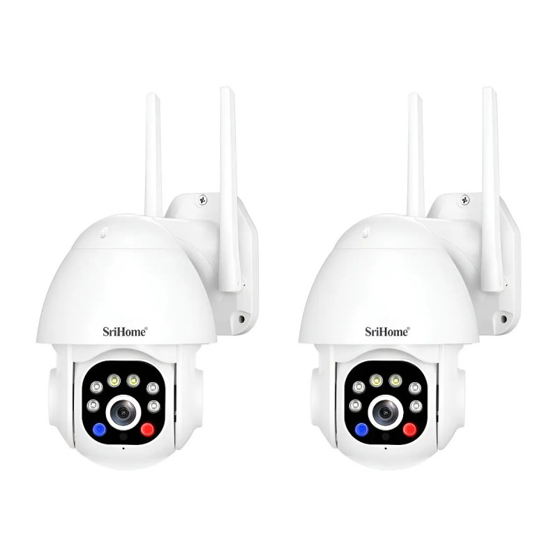 Kit 2 Cámaras Domo Ip Exterior 3mp V. Noc. Color Audio Dual Blanco