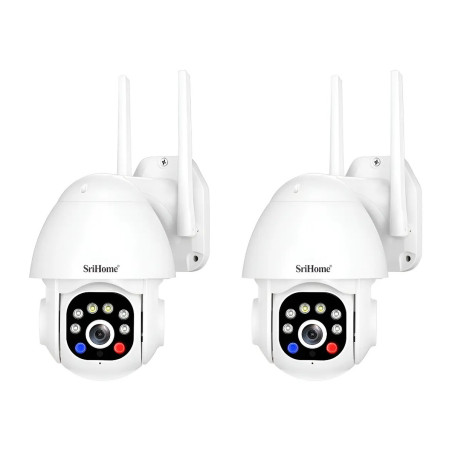 Kit 2 Cámaras Domo Ip Exterior 3mp V. Noc. Color Audio Dual Blanco