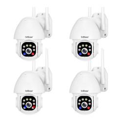 Kit 4 Cámaras Domo Ip Exterior 3mp V. Noc. Color Audio Dual Blanco