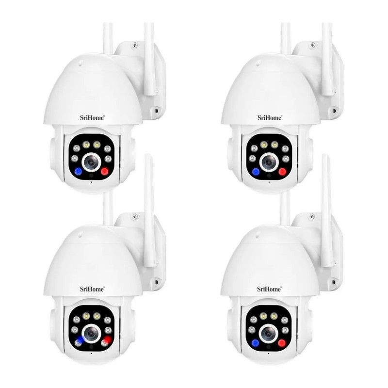 Kit 4 Cámaras Domo Ip Exterior 3mp V. Noc. Color Audio Dual Blanco