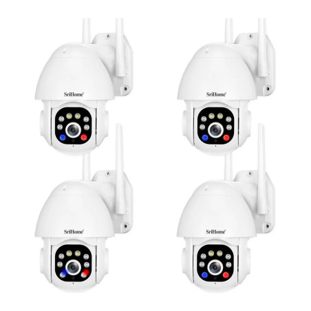 Kit 4 Cámaras Domo Ip Exterior 3mp V. Noc. Color Audio Dual Blanco