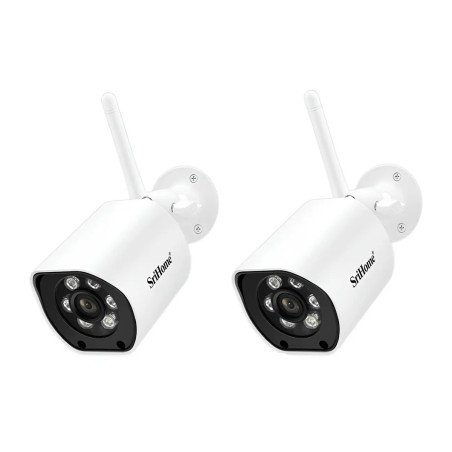 Kit 2 Cámaras Ip Exterior 5mp Uhd Vision Noct Color Wifi 5g  Blanco