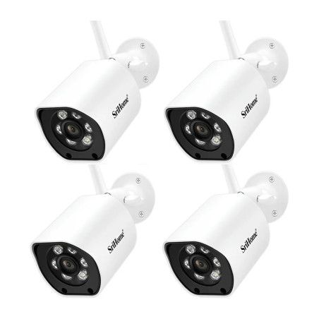 Kit 4 Cámaras Ip Exterior 5mp Uhd Vision Noct Color Wifi 5g  Blanco