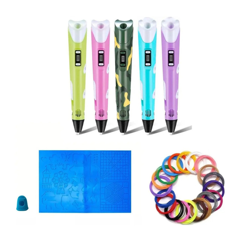Lapicera 3d + Kit 20 Filamentos + Base Stencil Pvc C/ Fuente