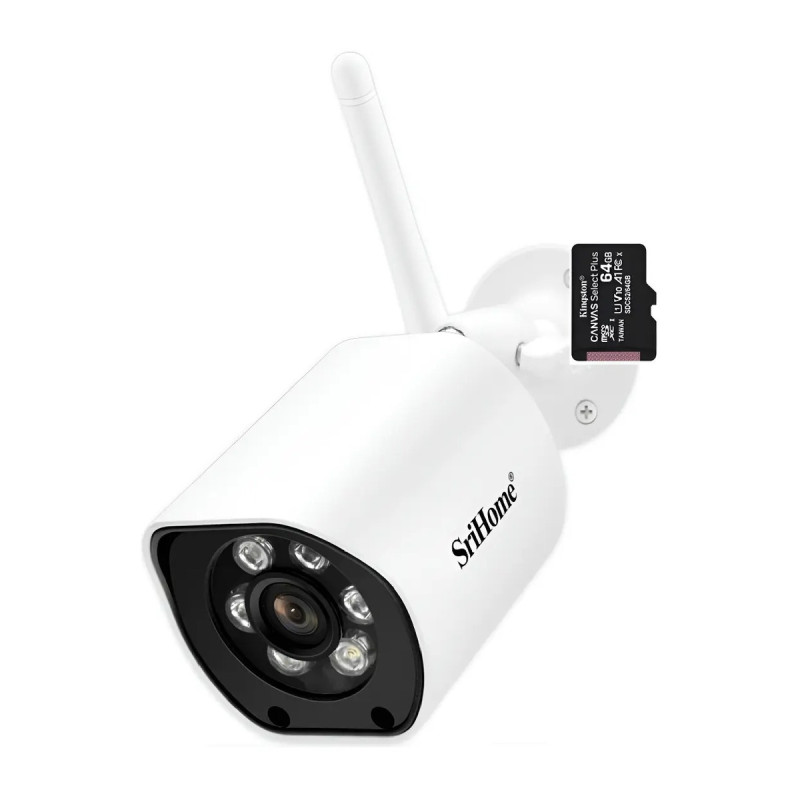Camara Ip 5mp Color Wifi 5g Memoria 64gb Monitoreo Seguro Blanco