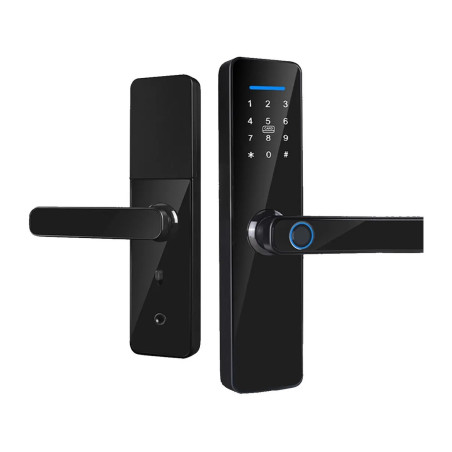 Cerradura Smart Wifi Huella Tarjeta  Clave Abre Desde La App Negro