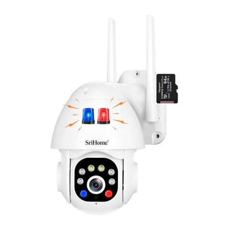 Camara Domo Ip Hd 3mp Vision Color Alarma Memoria 64gb Blanco