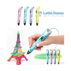 Lápiz 3d Latin Domo Rosa Compatible Filamentos Abs Pla Con Pantalla Y Base
