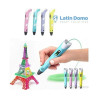 Lápiz 3d Latin Domo Rosa Compatible Filamentos Abs Pla Con Pantalla Y Base
