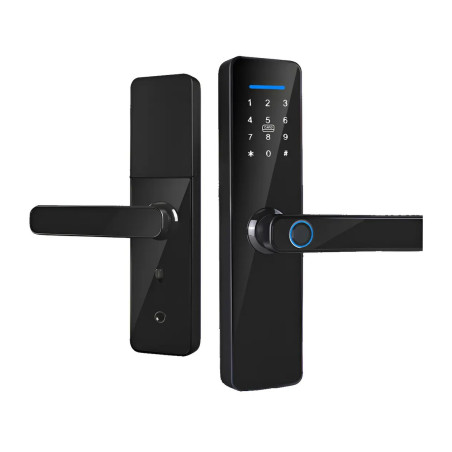 Cerradura Smart Wifi Clave Abre Con App Tuya Huella Tarjeta  Negro
