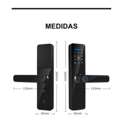 Cerradura Smart Wifi Clave Abre Con App Tuya Huella Tarjeta  Negro