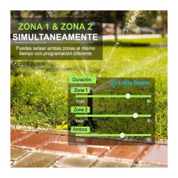 Programador Inteligente Riego Automático Facil Uso 2 Zonas Gris Y Verde