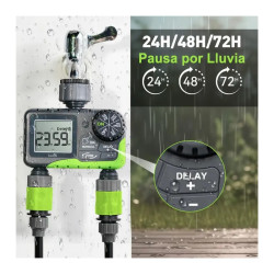 Programador Inteligente Riego Automático Facil Uso 2 Zonas Gris Y Verde