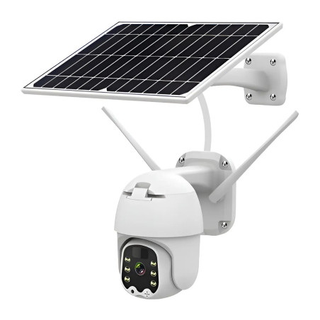 Cámara Domo Hd Solar Wifi  Audio 2 Vias Baterías Incluidas Blanco
