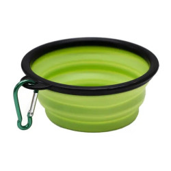 Bowl Silicona Mascotas Bebedero Comedero Plegable Con Gancho Color Verde