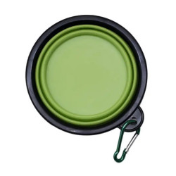 Bowl Silicona Mascotas Bebedero Comedero Plegable Con Gancho Color Verde