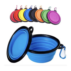 Bowl Silicona Mascotas Bebedero Comedero Plegable Con Gancho