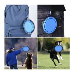 Bowl Silicona Mascotas Bebedero Comedero Plegable Con Gancho