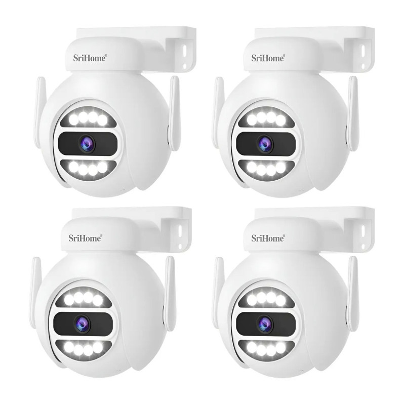 Kit 4 Cámaras Domo Ip 5g 4mp Ultra Hd Con Audio Visión Noct Blanco