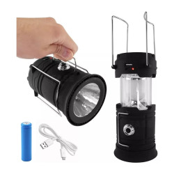 Farol Led Solar Linterna Potente Power Bank Recargable Negro