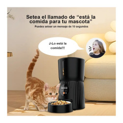 Alimentador Automático 4l Wifi App Tuya Para Mascotas Gatos Negro