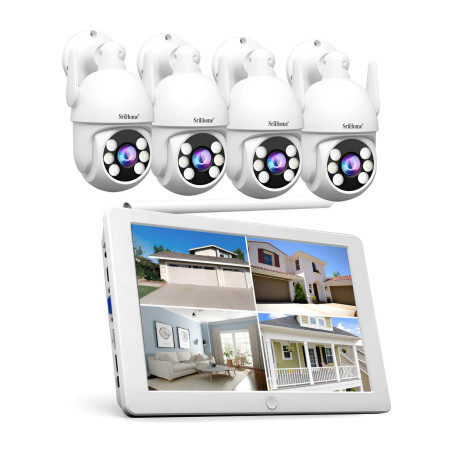 Kit Nvr 4 Camaras Display 10   Wifi Hd1080p Exterior Vision Blanco