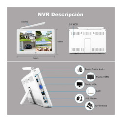 Kit Nvr 4 Camaras Display 10   Wifi Hd1080p Exterior Vision Blanco