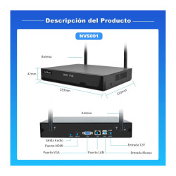 Kit Nvr 8 Canales + 4 Cámaras Ip 2 Mp Visión Nocturna Negro Y Blanco