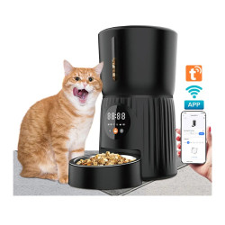 Comedero Automático 4l Wifi Para Mascotas Con App Perro Gato Negro